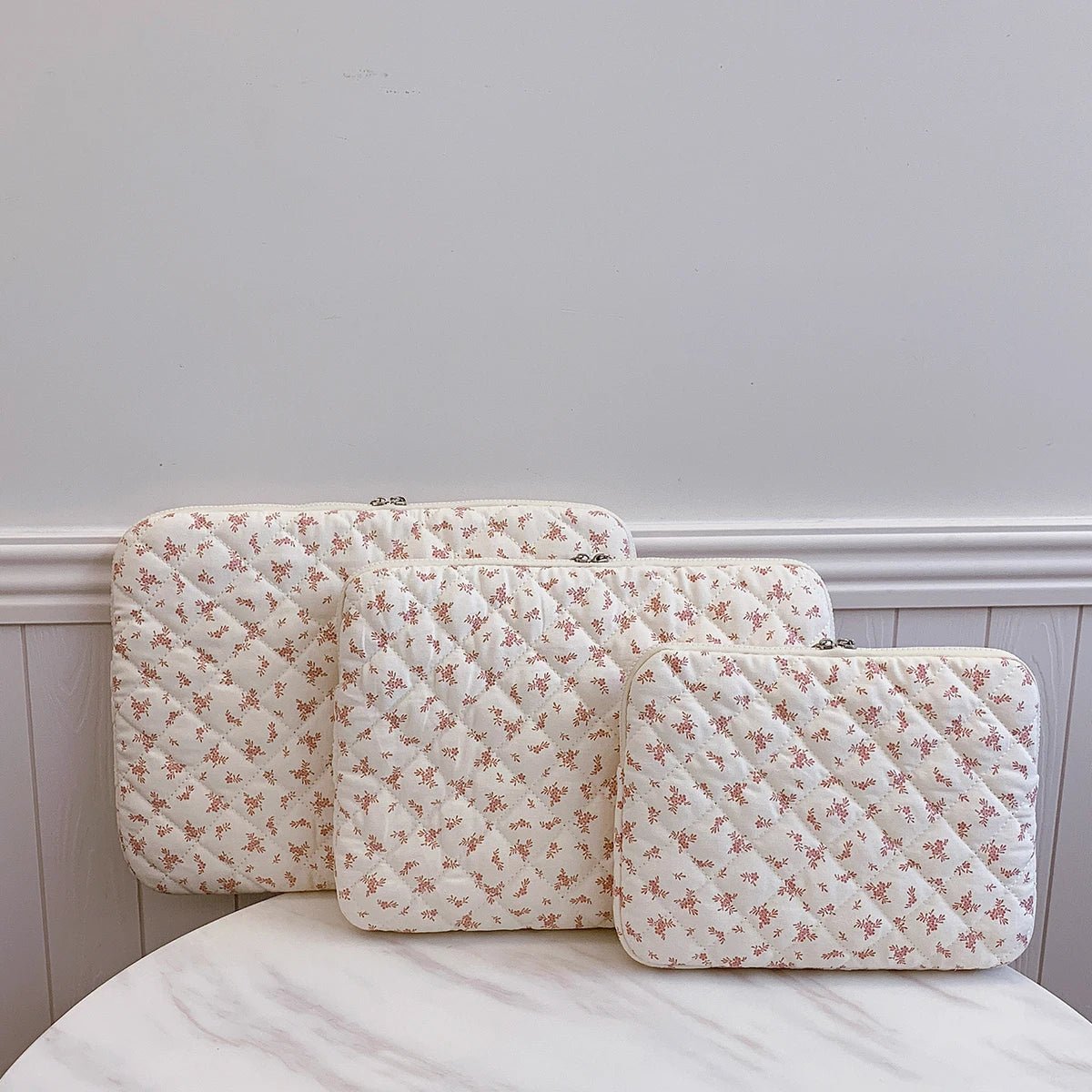 Floral Quilted Laptop Sleeve Shockproof Protective Computer Case - keysparkles.live