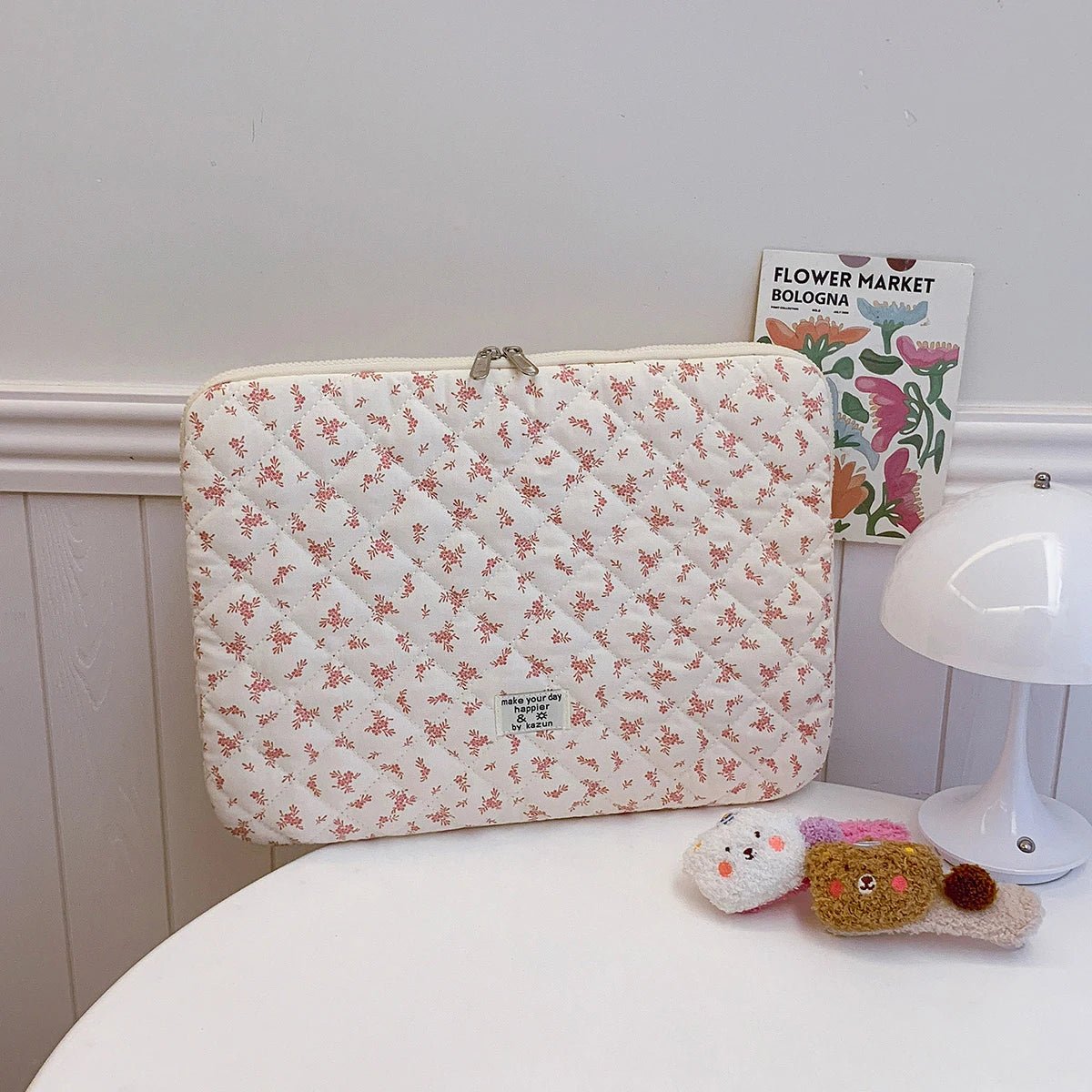 Floral Quilted Laptop Sleeve Shockproof Protective Computer Case - keysparkles.live