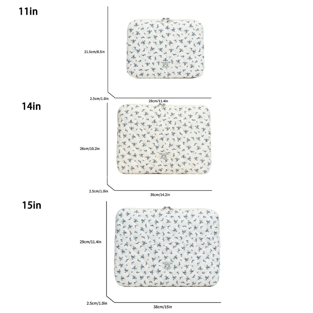 Floral Quilted Laptop Sleeve Shockproof Protective Computer Case - keysparkles.live
