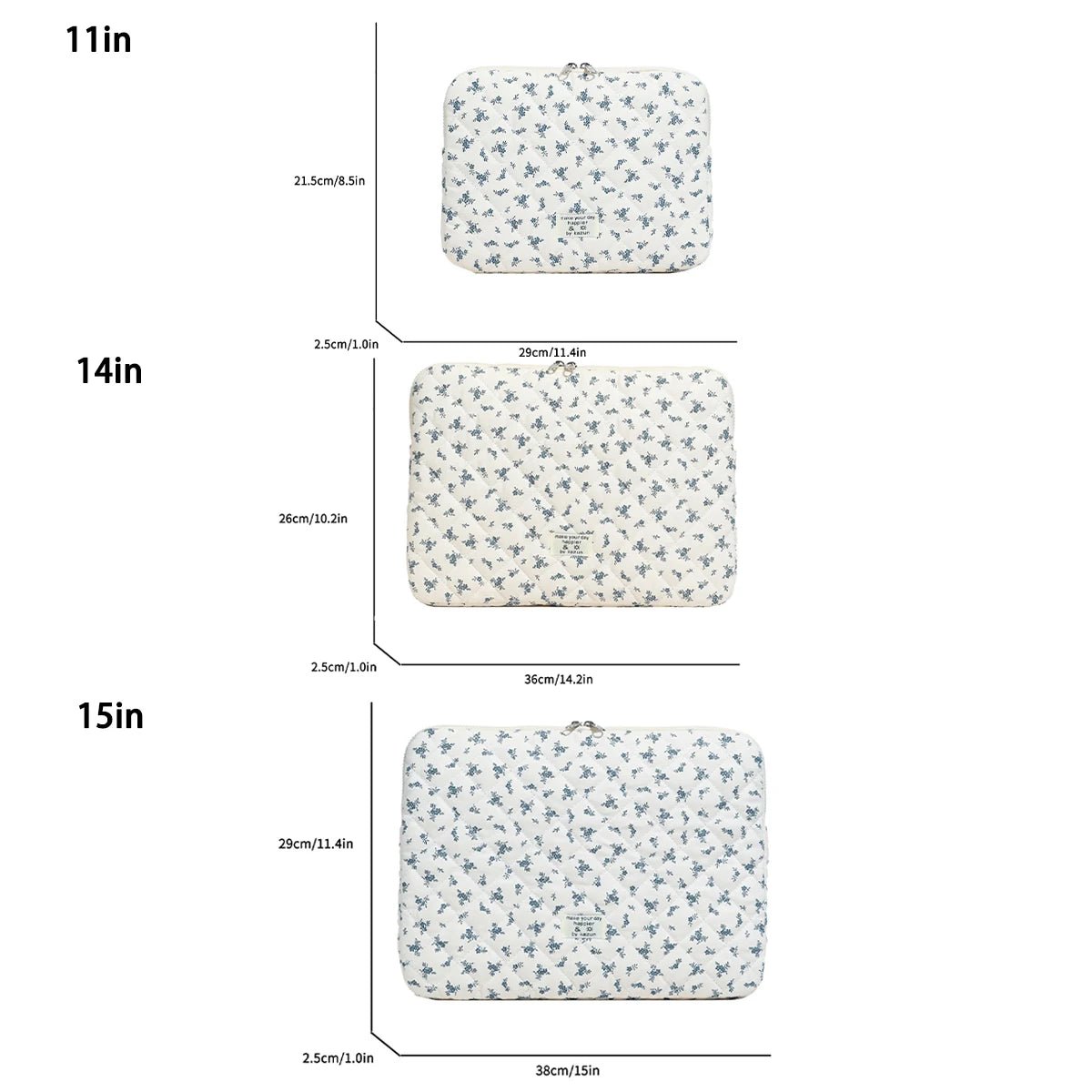 Floral Quilted Laptop Sleeve Shockproof Protective Computer Case - keysparkles.live