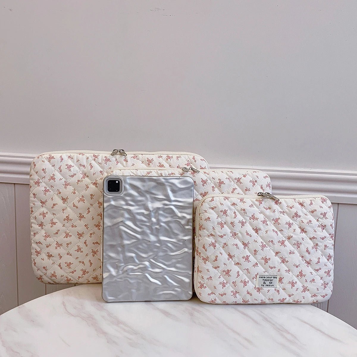 Floral Quilted Laptop Sleeve Shockproof Protective Computer Case - keysparkles.live